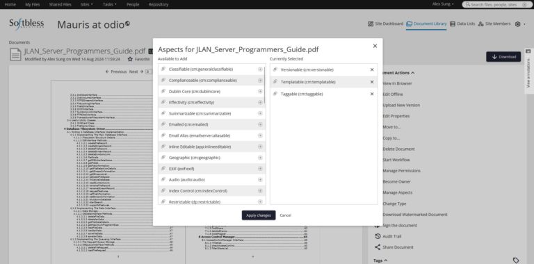 Manage Aspect - Gamma Premium Alfresco Theme